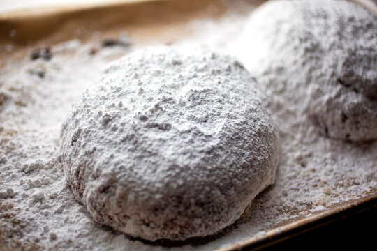 Holiday stollen with crystallized ginger and dried cherries