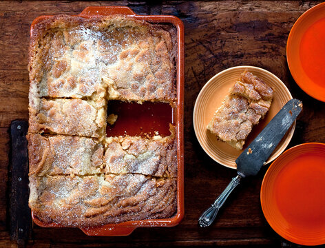 Overhead view of Saint Louis style gooey butter cake