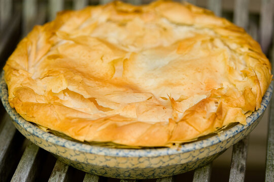 Close up of chard pie