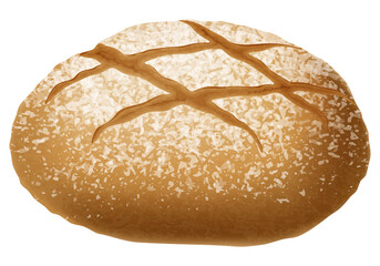 Round bread isolated on white background. Vector illustration.