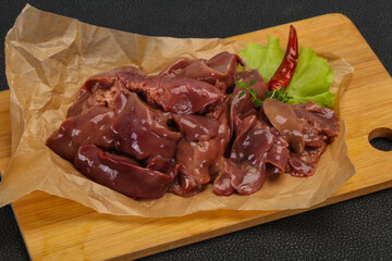 Raw chicken liver ready for cooking