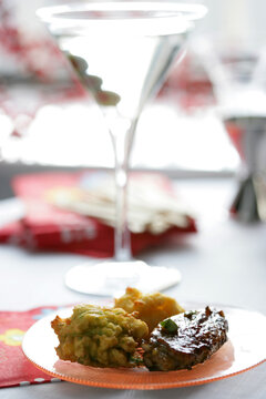 Close up of roasted meat and cauliflower
