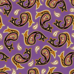 Seamless background pattern. Purple paisley pattern. Vector image