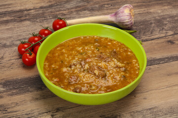 Caucasian Kharcho soup with beef meat