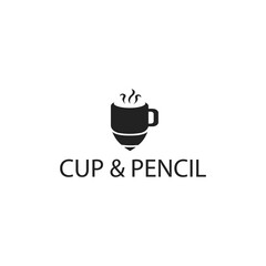 creative logo stationery, pencil illustration, cup of coffee, vector design