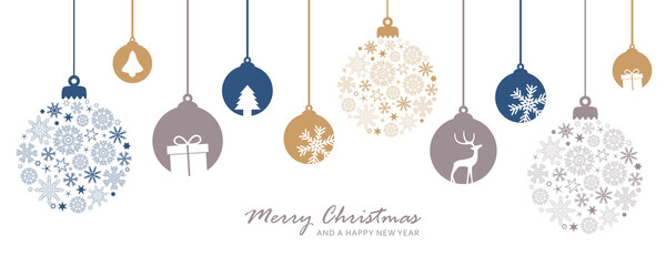 merry christmas card with hanging ball decoratoin vector illustration EPS10