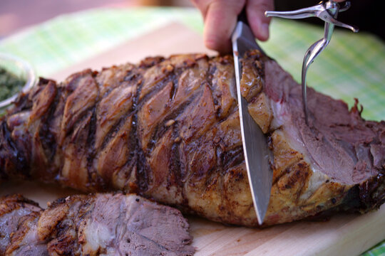 Close up of roasted lamb shank