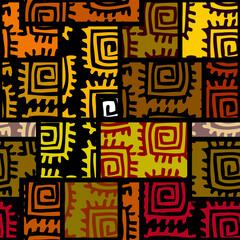 Seamless background pattern. Abstract ethnic tribal patternin patchwork style. Vector image