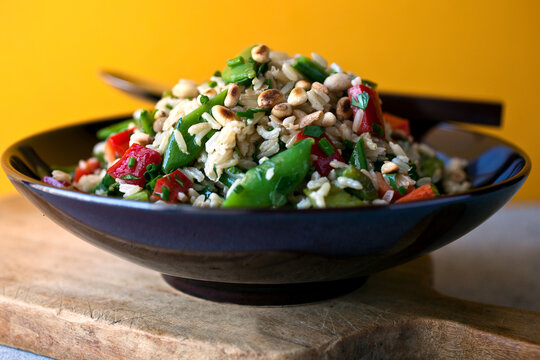 Close up of basmati rice salad