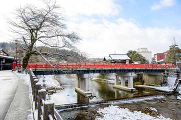 Nakabashi Bridge in Takayama, Hida region, Gifu prefecture, Japan