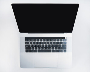 top view. modern laptop on a white background .