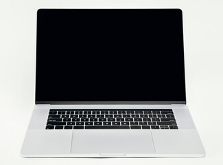 Open laptop on a white background .