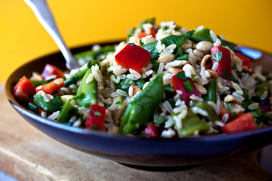Close up of basmati rice salad