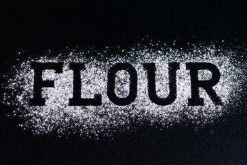 In the center of the dark screen is an inscription on a white background-flour.