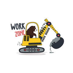 yellow digger bear animal black and white mud soil way tee illustration art vector © Stars in the sky 