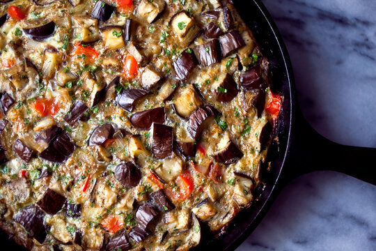 Baked Tunisian Eggplant And Pepper Frittata