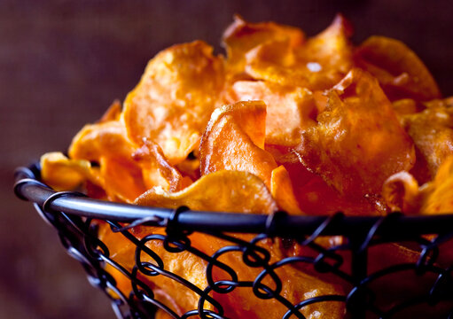 Sweet potato chips in basket