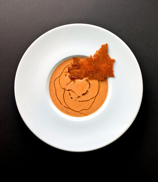 Close up of creamy gazpacho soup