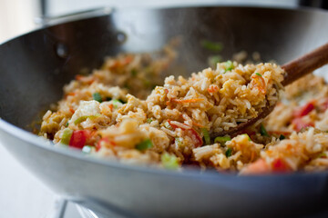 Close up of Thai combination fried rice
