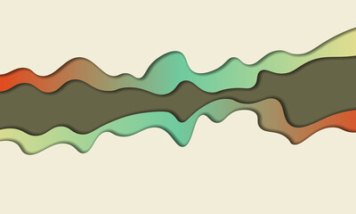 Abstract colorful wave layer in paper art style with shadow.