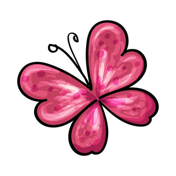 Colorful Primitive Butterfly, Spring time. Vector illustration for children.