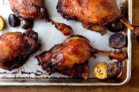 Close up of duck confit