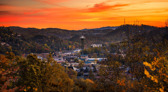 Gatlinburg overlook during sunset
