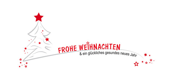 weihnachtsbaum mit grauen linien und roten sternen - frohe weihnachen