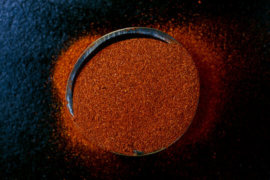 Close up of paprika powder bowl