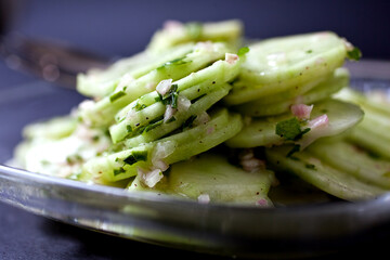 Close up of cucumber salad