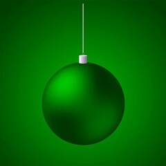 Christmas decorations. Green matte Christmas tree ball. Vector