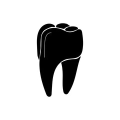 Tooth silhouette, dental icon or logo, dentistry vector illustration for design