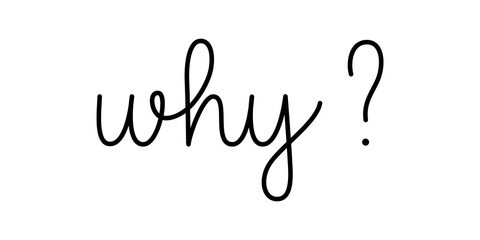 Why question phrase handwritten by one line. Monoline vector text element isolated on white background. Simple inscription. 
