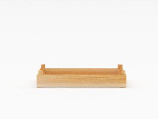 One narrow wooden box isolated on a white background. 3D illustration