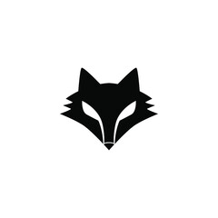 Simple fox head logo template in silhouette concept