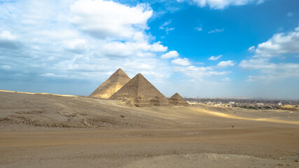 Giza pyramids landscape. historical egypt pyramids.