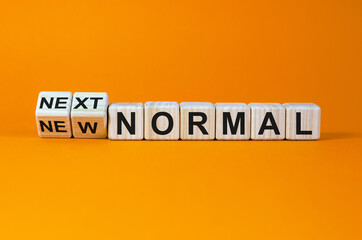 Turned cubes and changed the words 'new normal' to 'next normal'. Covid-19 postpandemic concept....