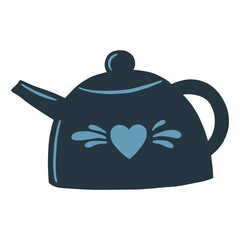 Vector illustration: teapot in hand draw hygge style.
