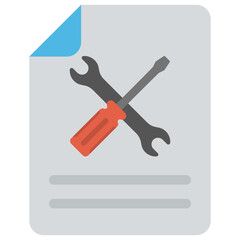 
A content page with wrench  and screwdriver, page repairing concept flat icon
