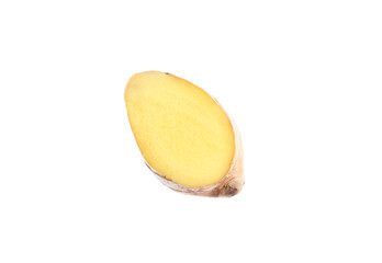 Slice of fresh ginger isolated on white