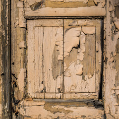 Old wooden door texture with peeling paint