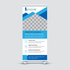 Business agency roll up corporate standee banner template premium vector design