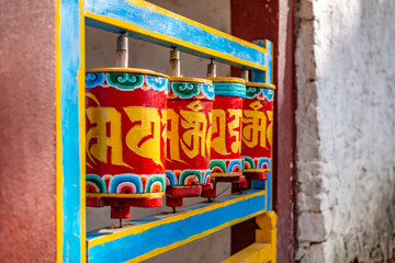 Fototapeta na wymiar buddhist prayer wheel Tawang Monastery in Arunachal
