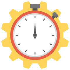 
A chronometer under gear, project deadline concept flat icon
