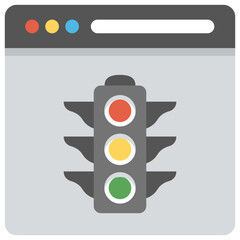 
A website with traffic lights, website status flat icon

