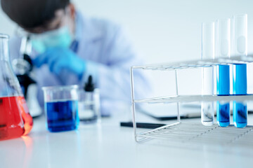 Scientists researching biochemical in a laboratory, Science experiment.