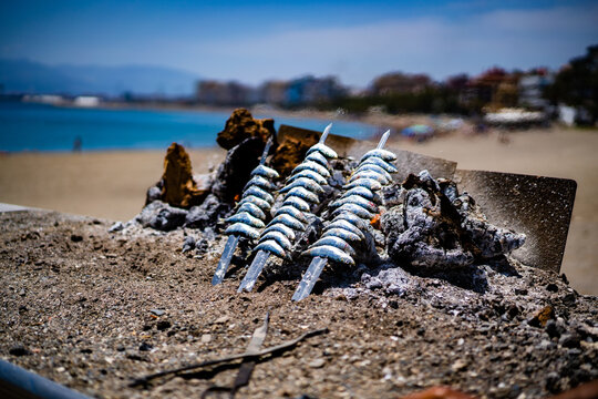 Espeto de sardinas. Plato t&iacute;pico de M&aacute;laga.