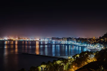 Foto op Plexiglas Vista nocturna de la bahía de málaga. Larga exposición. © Manuel