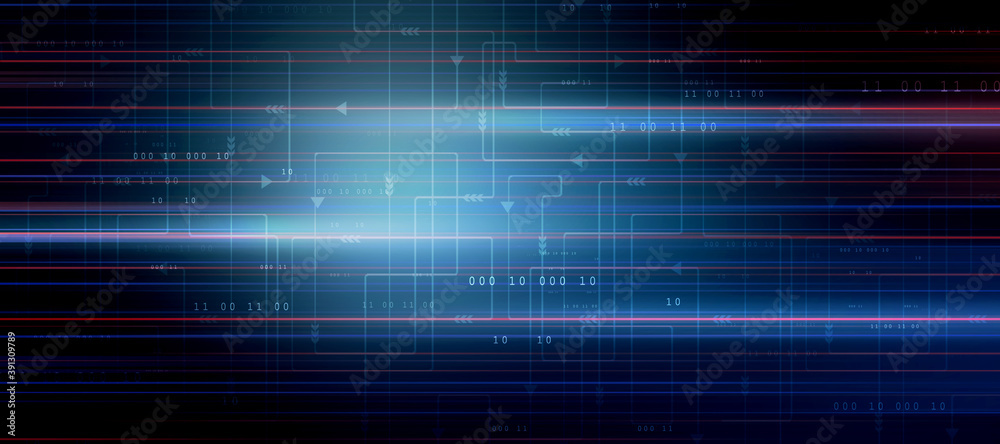 Poster 2d illustration abstract digital binary data on computer screen