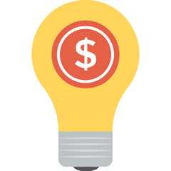 
Dollar in bulb flat icon, business idea concept
